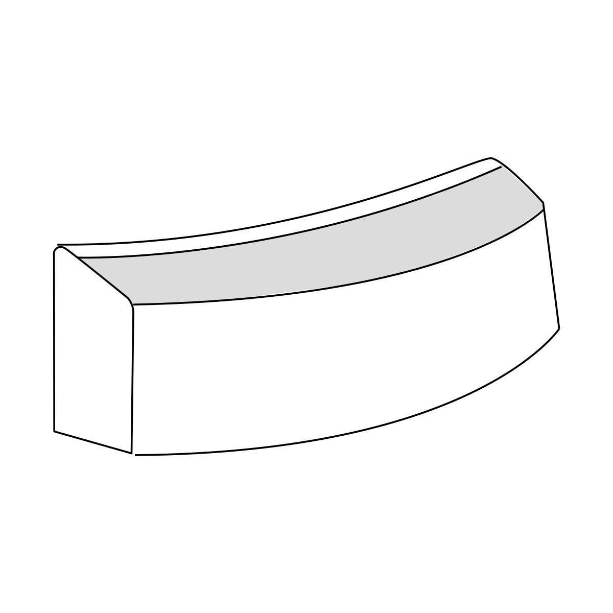 Rabatkantsten 15x29,5x78 cm Grå R. 1,0 m. udv.