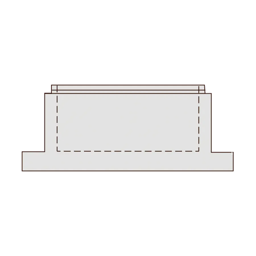 350 x 75 x 22 cm brøndbund gls m/udrag.bund